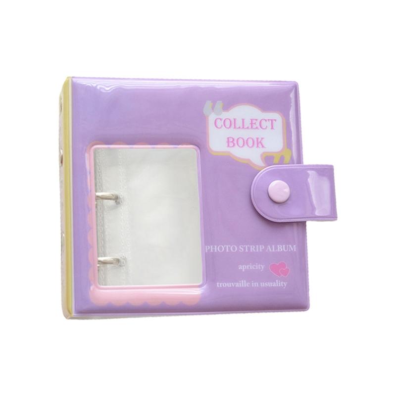 

3-дюймовый мини-фотоальбом с 3 кольцами, полым держателем для фотокарточек, книга с 40 карманами, отличный подарок для друзей на день рождения фиолетовый