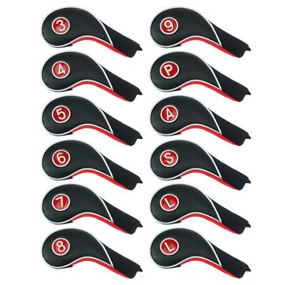 CRAFTSMAN Golf Iron Cover Head Cover 12 Pieces Count Embroidery On Both Sides Clip Closure Long Neck Type (3-9, P, A, S, L, L)