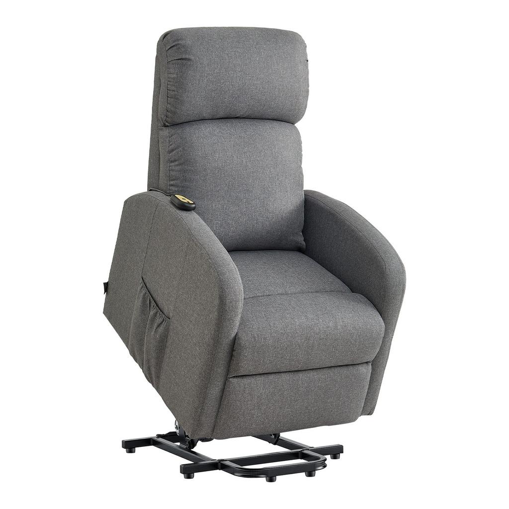Power Lift Recliner Chair, Electric Lift Chair for Elderly, Infinite Position Adjustment, Linen Fabric, High-Resilience Foam, with Side Pockets,
