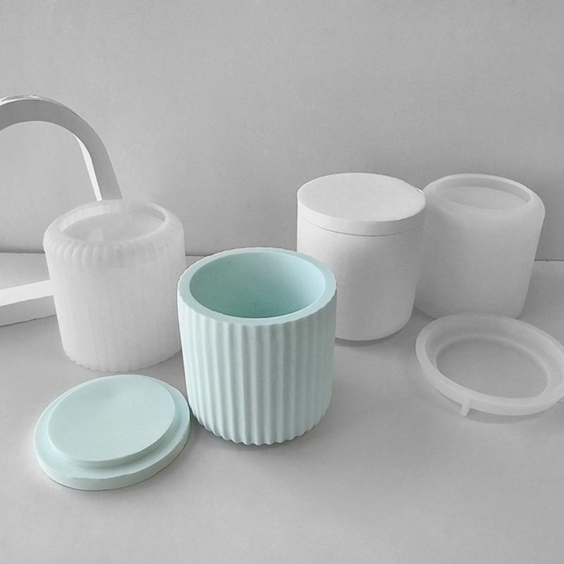 Silicone Candle Cup Molds 3pcs/set Resin Jar Storage Box Mould Exploy Casting Molds Ornament for  Hand-Making Crafts