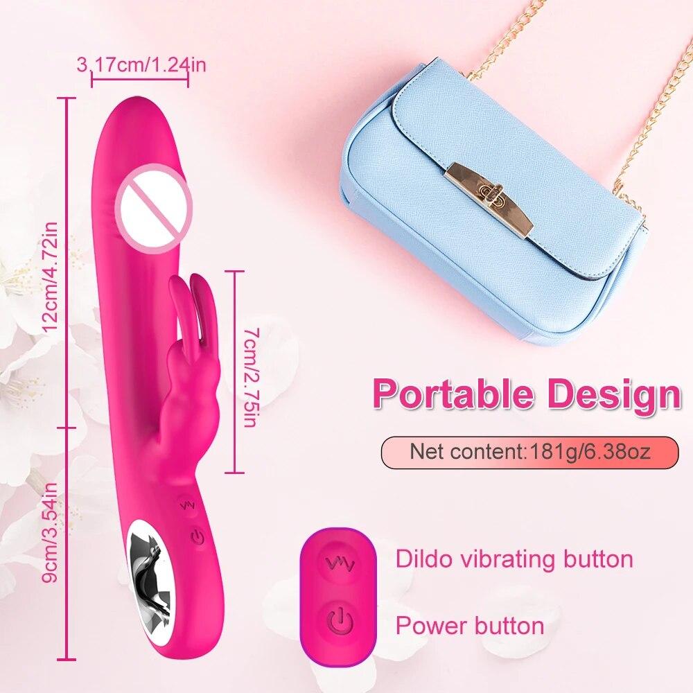 USB Rechargeable Dildo Rabbit Vibrator Sex Toys for Women Vaginal Anal Massager G Spot Clitoris Stimulation Female Masturbation