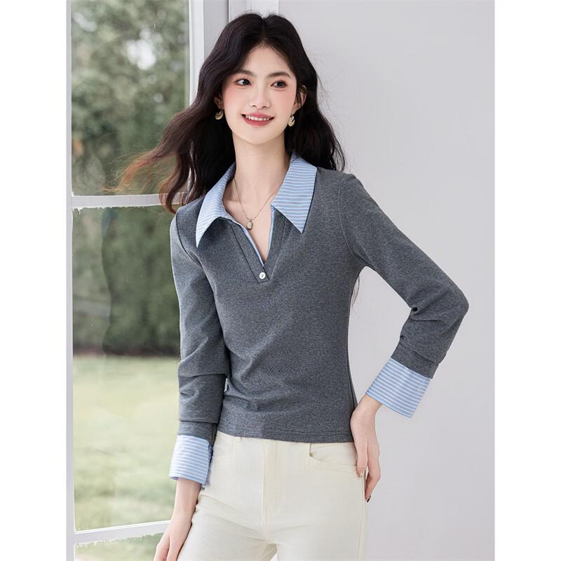 Women's Color-Block Layered Knitted Shirt Top