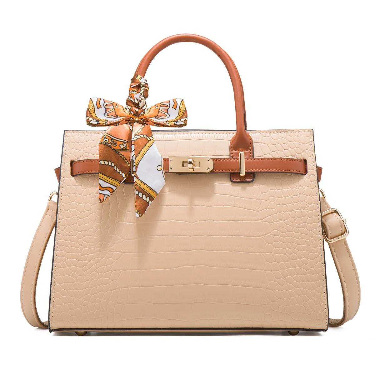 Trendyfashionable 2024 Новая роскошная женская сумка с рисунком крокодила, мягкая сумка через плечо для женщин среднего возраста и матерей Default абрикосовый