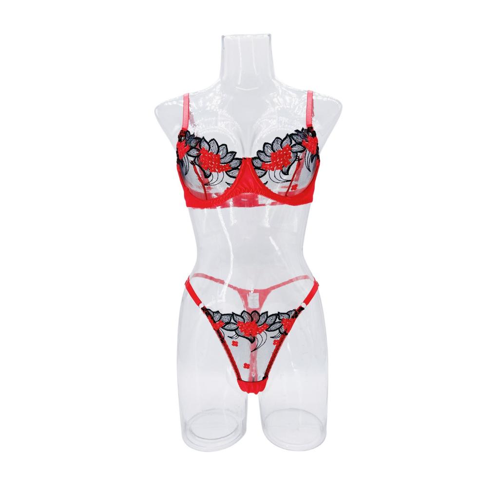 New sexy sexy mesh embroidery perspective multicolor lingerie with rims.