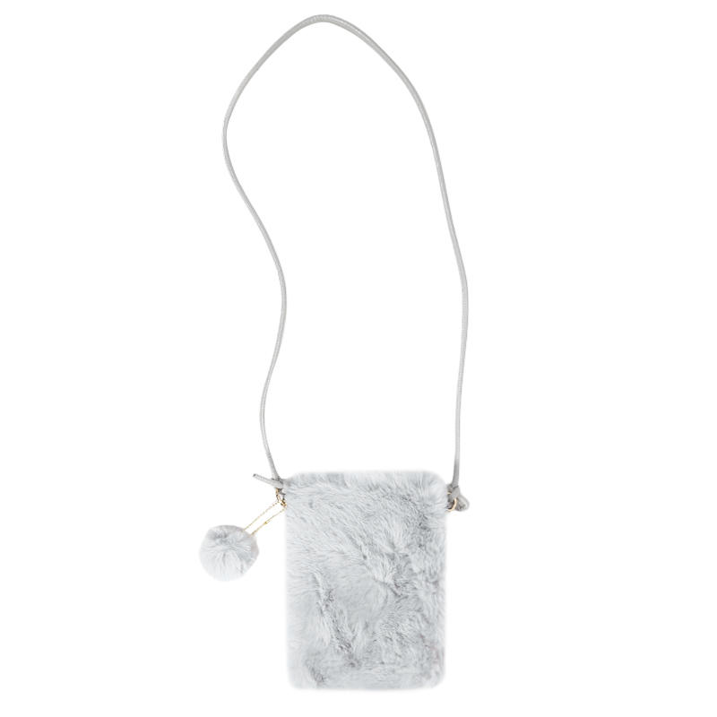 Plush Phone Bag Autumn and Winter Solid Color Elegant Women's Durable Girl Fur Hanging Rope Bag Crossbody Coin Purse