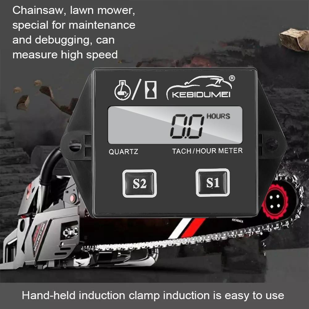 LCD Digital Hour Meter Tach Tachometer for Outboard Motor Lawn Mower Hour Meter Motorcycle Marine Chainsaw Bike No Batteries