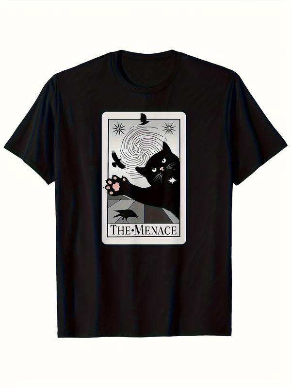 Vintage Menace Cat Tarot Card Graphic Unisex T-shirt Occult Retro Cat Tee S