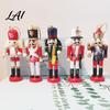 Indoor Seasonal Display Items 5Pcs Christmas Wooden Nutcracker Ornaments Handmade Soldier Figurines with Hanging Rope Ornaments Classic Pendants for