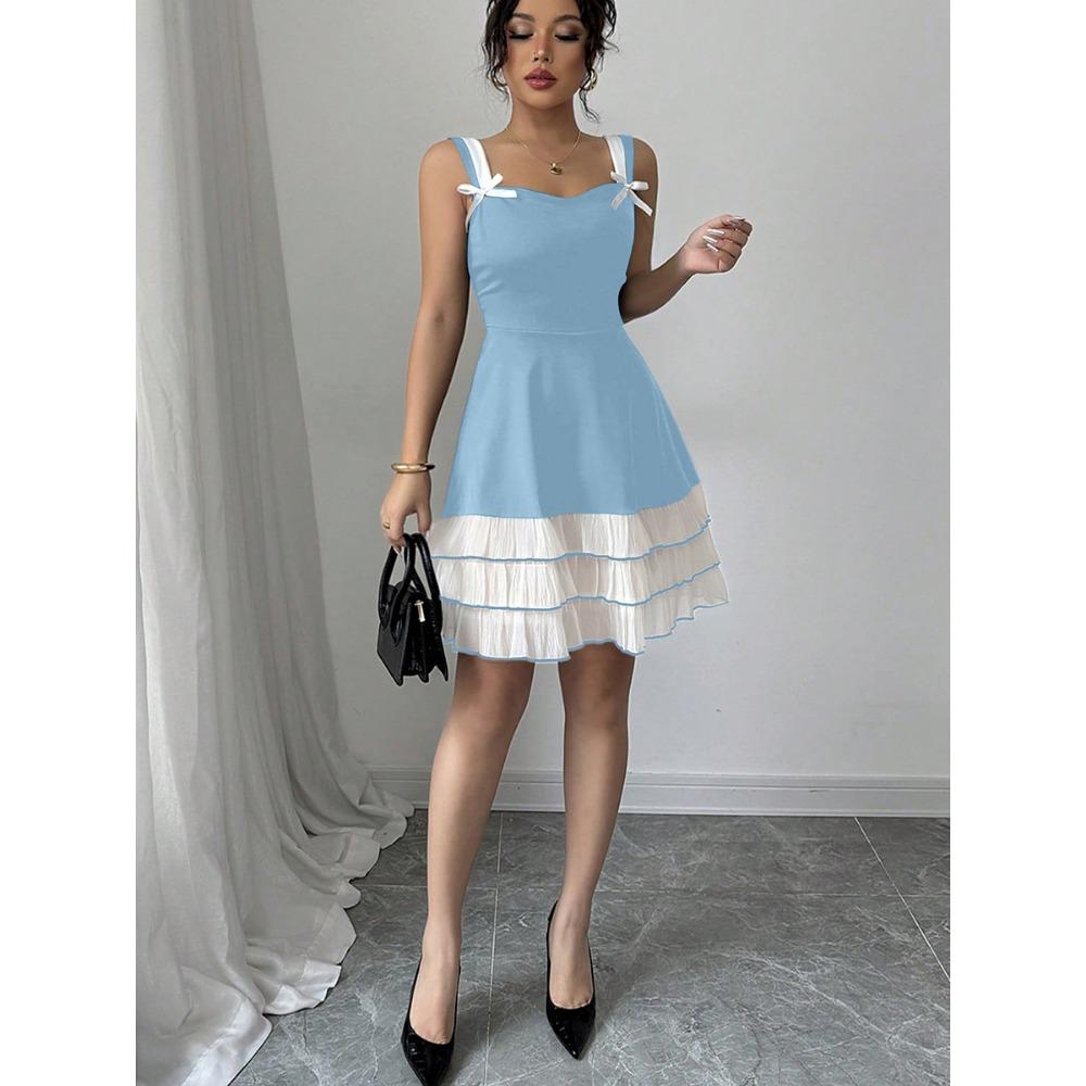 Women's Summer New Camisole Dress Contrasting Multi-layer Cake Dress