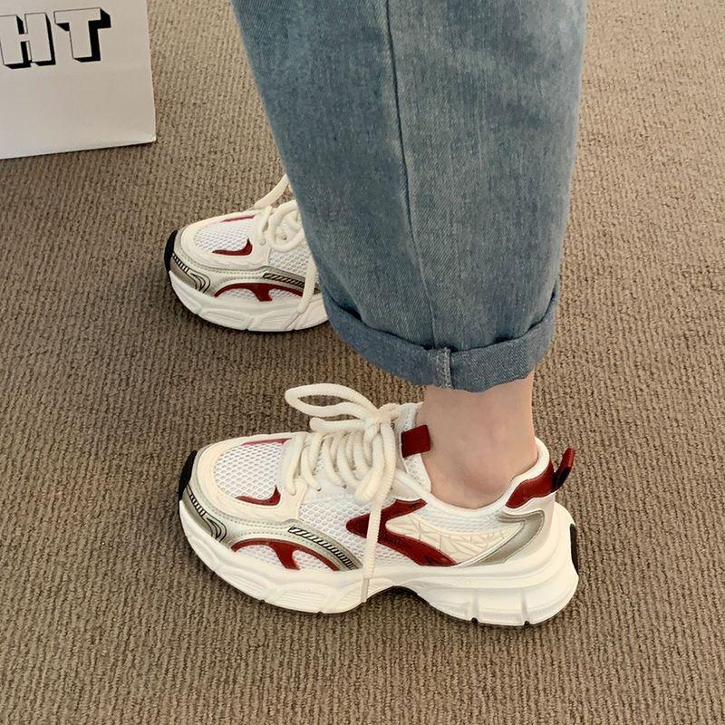 

Thick-soled heightening dad shoes women s 2024 new spring and autumn season showing feet, small casual sports shoes, popular women s shoes are trendy 35 красный