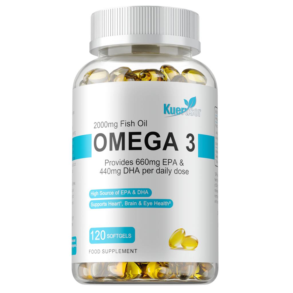 Omega 3 Fish Oil Softgels 120 Count 2000mg — Heart Health Support, Brain Function, Eye Health