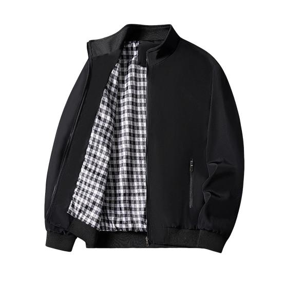 

Мужская куртка с воротником-стойкой, длинным рукавом, застежкой-молнией, куртка, пальто в стиле хип-хоп, однотонная L чёрный