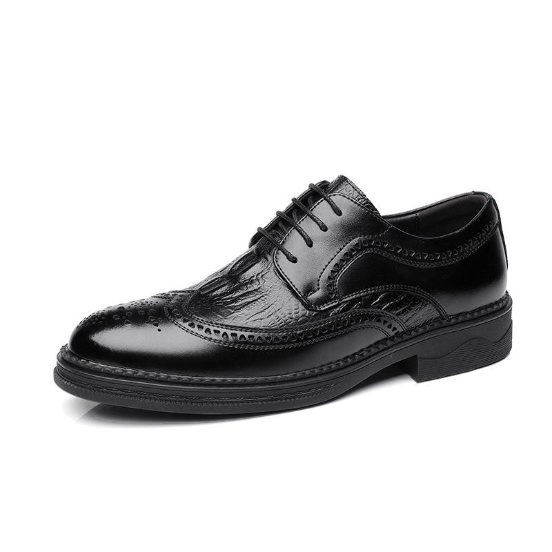 Men's Shoes Leather Shoes Cowhide Summer Hollow Breathable Business Dress Men Casual British Style Block Groom Wedding