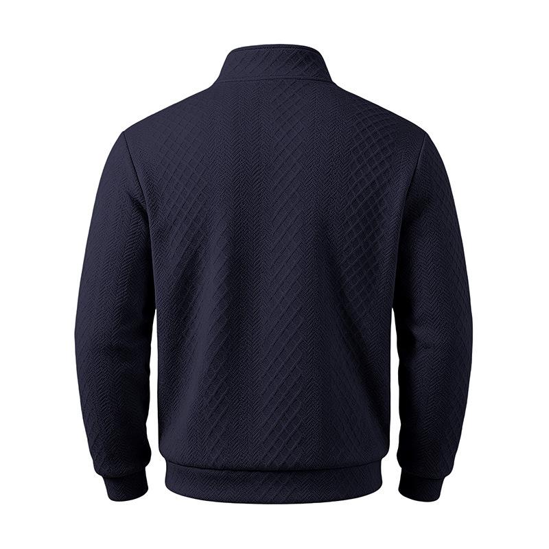 Men S Autumn Diamond Jacquard Half Zip Stand Collar Long Sleeve Pullover Sweatshirt