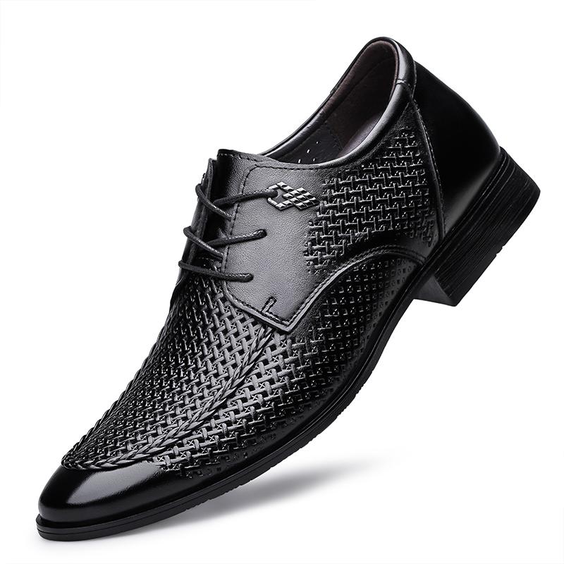 

Lift Leather Shoes Business Men Sneakers Elevator Chunky Height Increase 6CM Plus Size 35-47 42