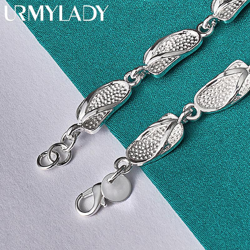 925 Sterling Silver Slipper Chain Bracelet For Women Fashion Wedding Party Jewelry