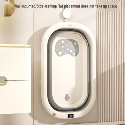 Infant Temperature-Sensing Foldable Bathtub for Home Use: Newborn and Child Sit-Lie Bath Basin