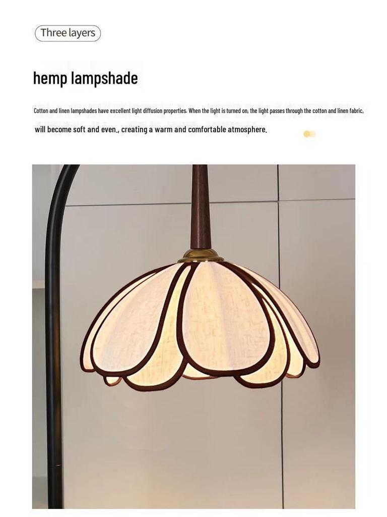 Chinese-Inspired Floor Lamp with Side Table and Storage, Perfect for Living Room Décor