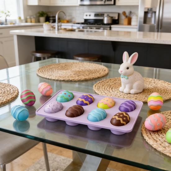 Silikonowa forma na jajka wielkanocne do czekolady, kostek lodu, rękodzieła z żywicy, klasy spożywczej, elastyczne formy jajeczne, łatwe wyjmowanie, produkcja mydła