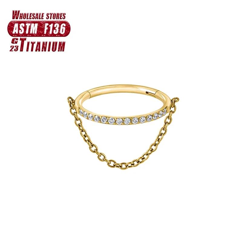 F136 Titan Piercing Septum Zirkon Ohr Tragus Knorpel Nasenringe Daith Helix Ring Clicker Schmuck für Damen Mädchen Geschenk