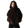 Womens Faux Fur Hooded Coat Winter Warm Streetwear Oversized Jacket With Pockets