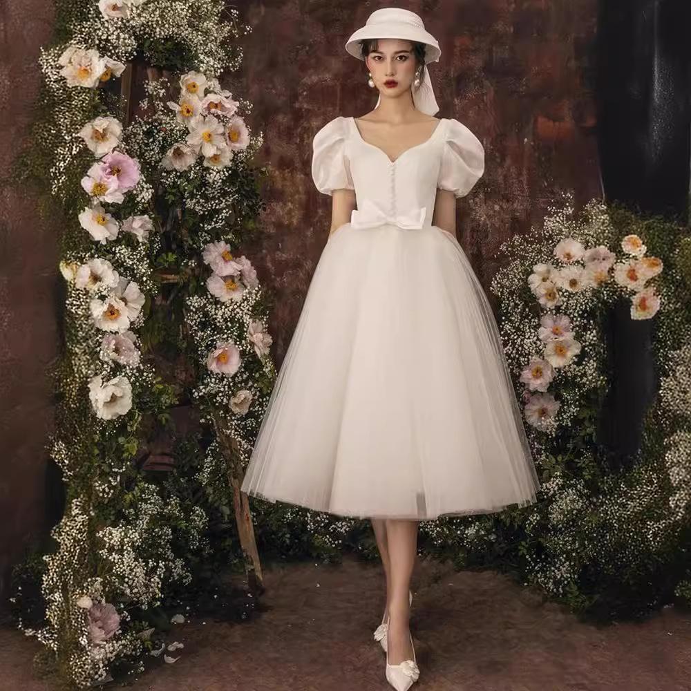 French light wedding dress, small dress
