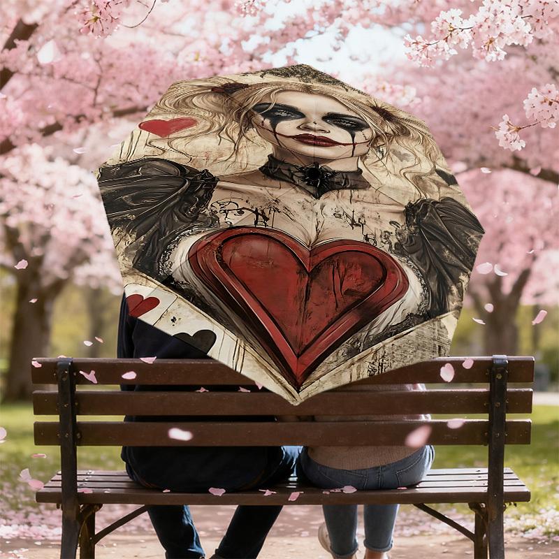 1PC Warner Heart Queen Umbrella-8-Rib Reinforced, Automatic Open, Lightweight-A111