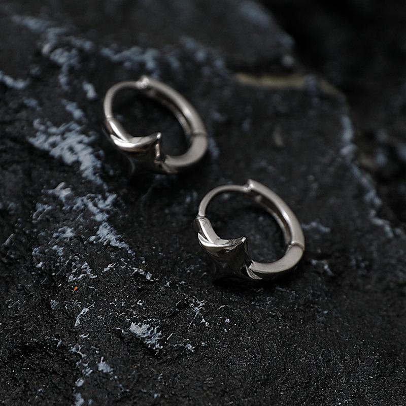 Sterling Silver Geometric Starburst Earrings for Men, Women & Students