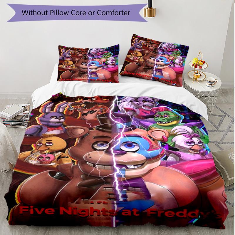 3pcs Duvet Cover Set (1*Duvet Cover + 2*Pillowcase, Without Core), Five Nights At Freddy's Print Soft All‑Season Bedding Set, Home Bedroom Decor Gift
