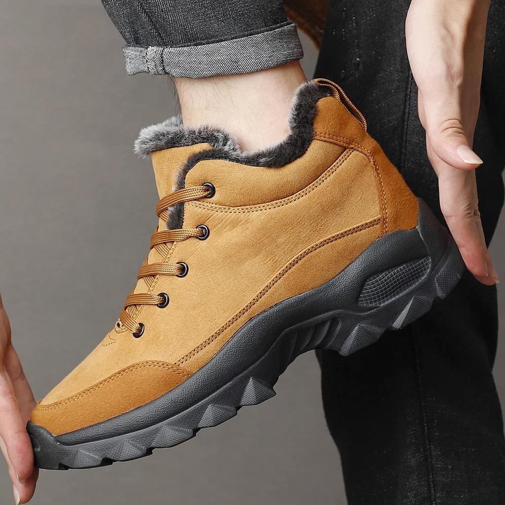 Men Snow Boots Outdoor Shoes For Male Thick Sole Sneakers for Men Winter Shoes  Keep Warm Fluff Ankle Boots