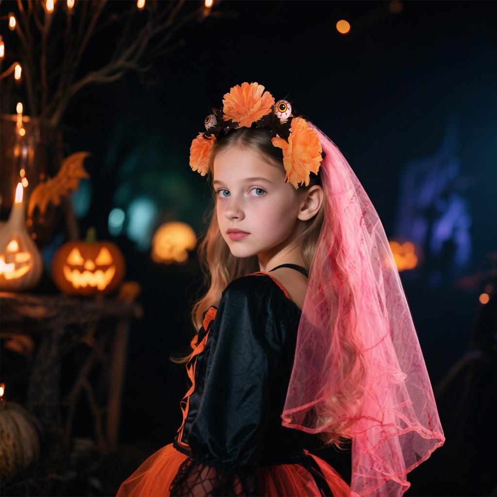 Halloween Ghost Bride Hair Hoop Blood Yarn Veil Halloween Simulation Flower Headband Wedding Cosplay Party Headwear Accessories