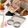 Egg Pan 3 Section Breakfast Pan With Spatula And Brush Heat-Resistant Handle Skillet For Omelette Bacon Meal Preparation Cooking