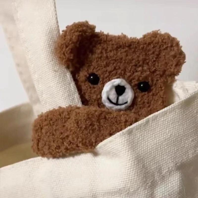 

Маленькие сумки для хранения наушников с медвежьими ушками, простота, плетеные, плюшевая нить, крючком, милый плюшевый мишка, практичная сумка для Bluetooth-гарнитуры, подвески коричневый