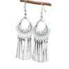 Retro Ethnic Style Miao Silver Fringed Earrings High-End Bohemian Earrings Tourist Attractions Fashion Versatile Earrings