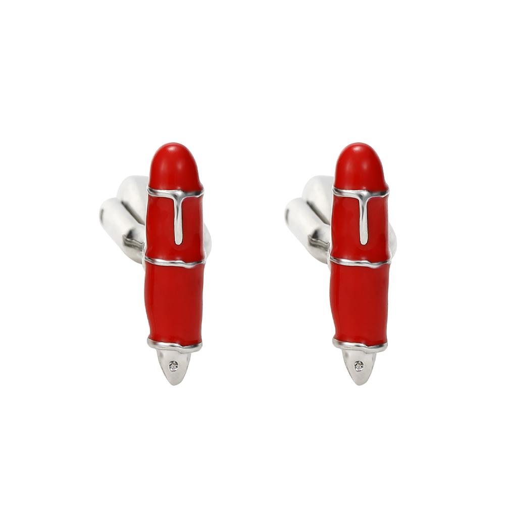 

Funny Pen Shaped Cufflinks Red Enamel Tip of A Fountain Pen Sleeve Button Mens Jewelry Accessories