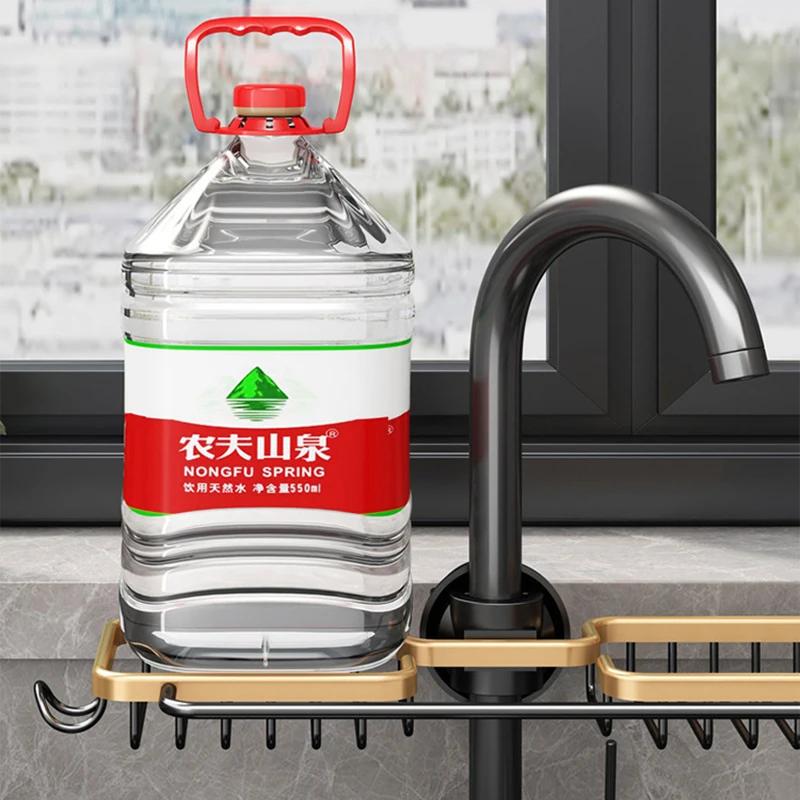 Przestrzeń kuchenna aluminiowa umywalka stojak odpływowy przechowywanie gąbki kran uchwyt ociekaczem na mydło półka kosz organizator akcesoria łazienkowe