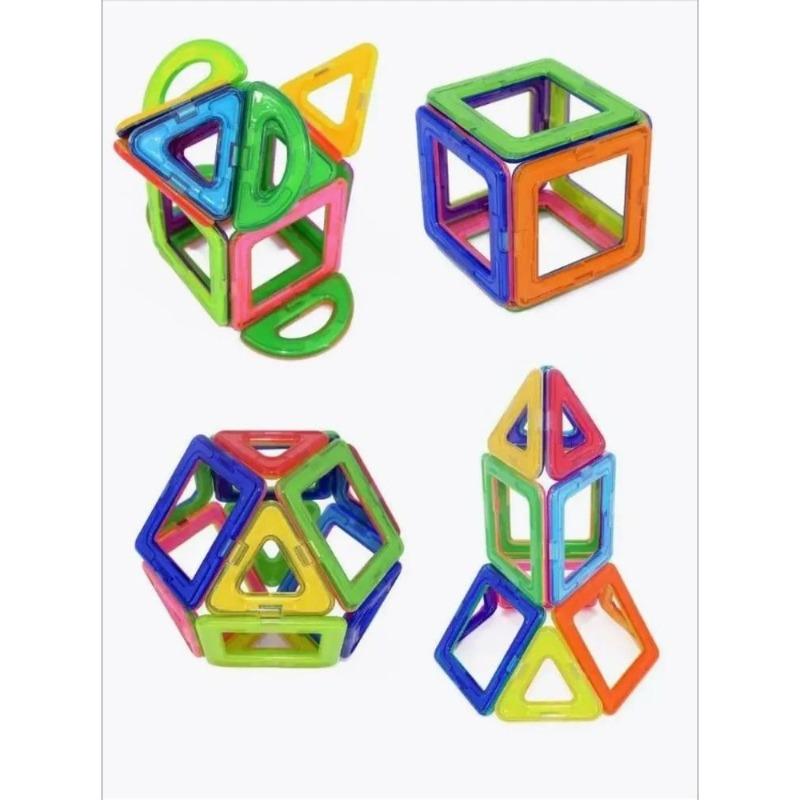 Magnetic Tile Constructor, 30 Pieces, 4 Shapes, Multi‑colored, Educational Toy for Children, Storage Box, Wheels and Instructions As a Gift.