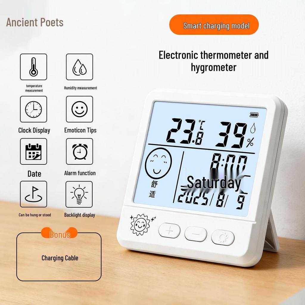 High-Precision Indoor Temperature & Humidity Meter with Magnetic Mount and Large-Display