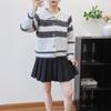 Contrasting striped lapel knitted cardigan autumn and winter new short loose lazy soft waxy sweater jacket women