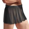 Herren durchsichtiges Netz geraffter Rock elastischer Bund durchsichtiger Minirock Crossdresser Kostüm