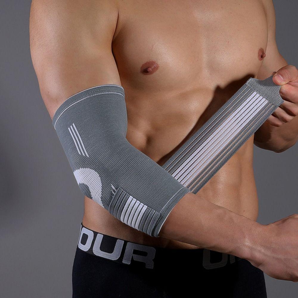

Wear-resistant Fitness Elbow Brace Adjustable Breathable Arm Pad Women Men XL сірий