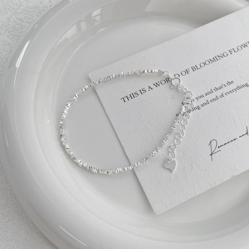 Sterling Silver S999 Minimalist Crushed Beads Bracelet: Women s Versatile Light Luxury Stacking Jewelry Sterling Silver серебряный