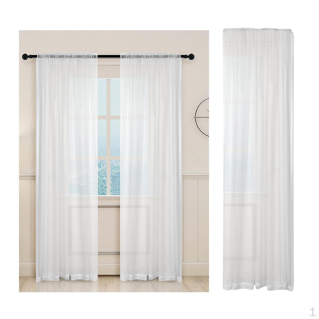 

Voile Rod Curtains White Fly Screen Drape For Bedroom Balcony 100x200cm