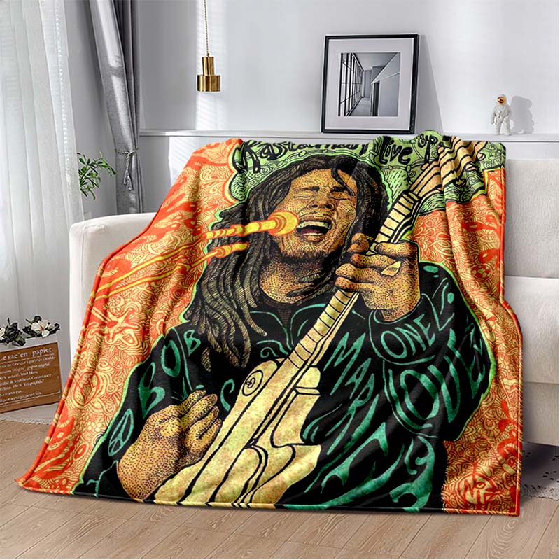 Bob Marley Album Blanket Reggae Music Jamaican Style Soft Flannel Blanket Home Sofa Bed Cover Warm Travel Christmas Gift Blanket
