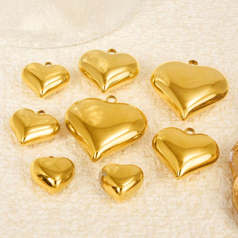 2pcs Different Size Love Pendant Smooth Heart Stainless Steel Charms For Jewelry Making Bulk Diy Earrings Keychain Girl Pendants