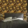 Golden Hibiscus Wallpaper Ochre, Gold, Black and Cream 50x1000