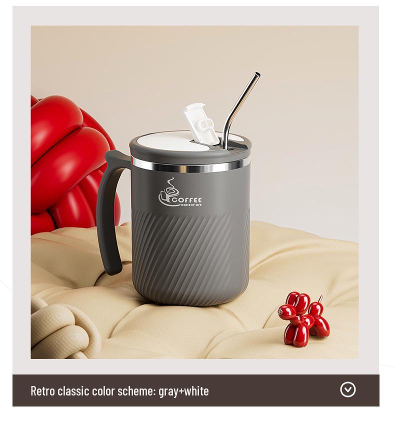 Portable Stainless Steel Mug with Lid, Spoon & Tea Infuser - Multi-Purpose Cup for Tea, Coffee, Milk, or Water.