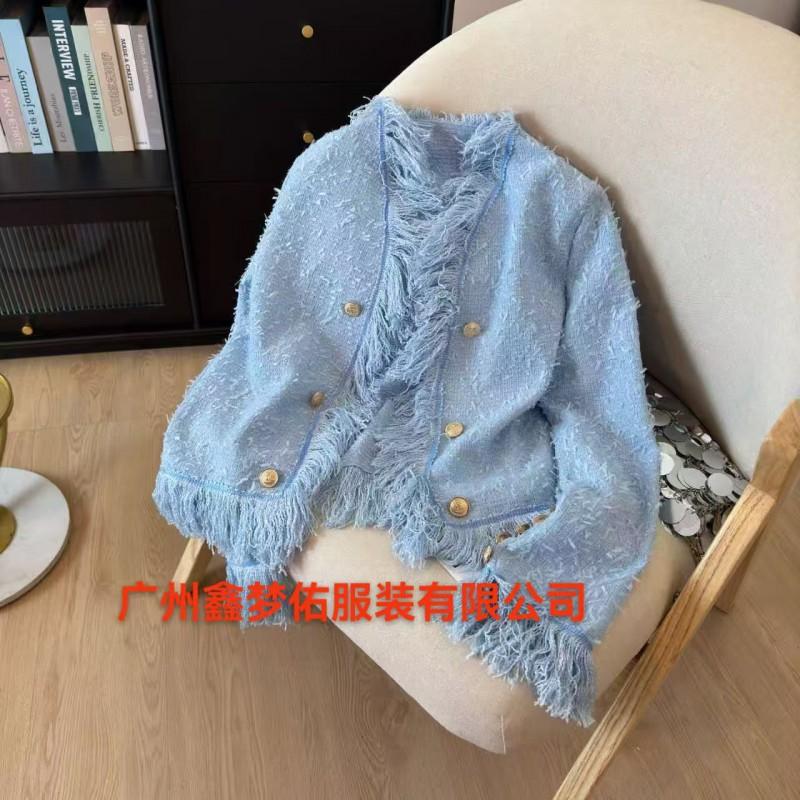 2026 Womens Elegant Tweed-Style Fringe Blazer Jacket Slim Fit Short Coat In Solid Colors