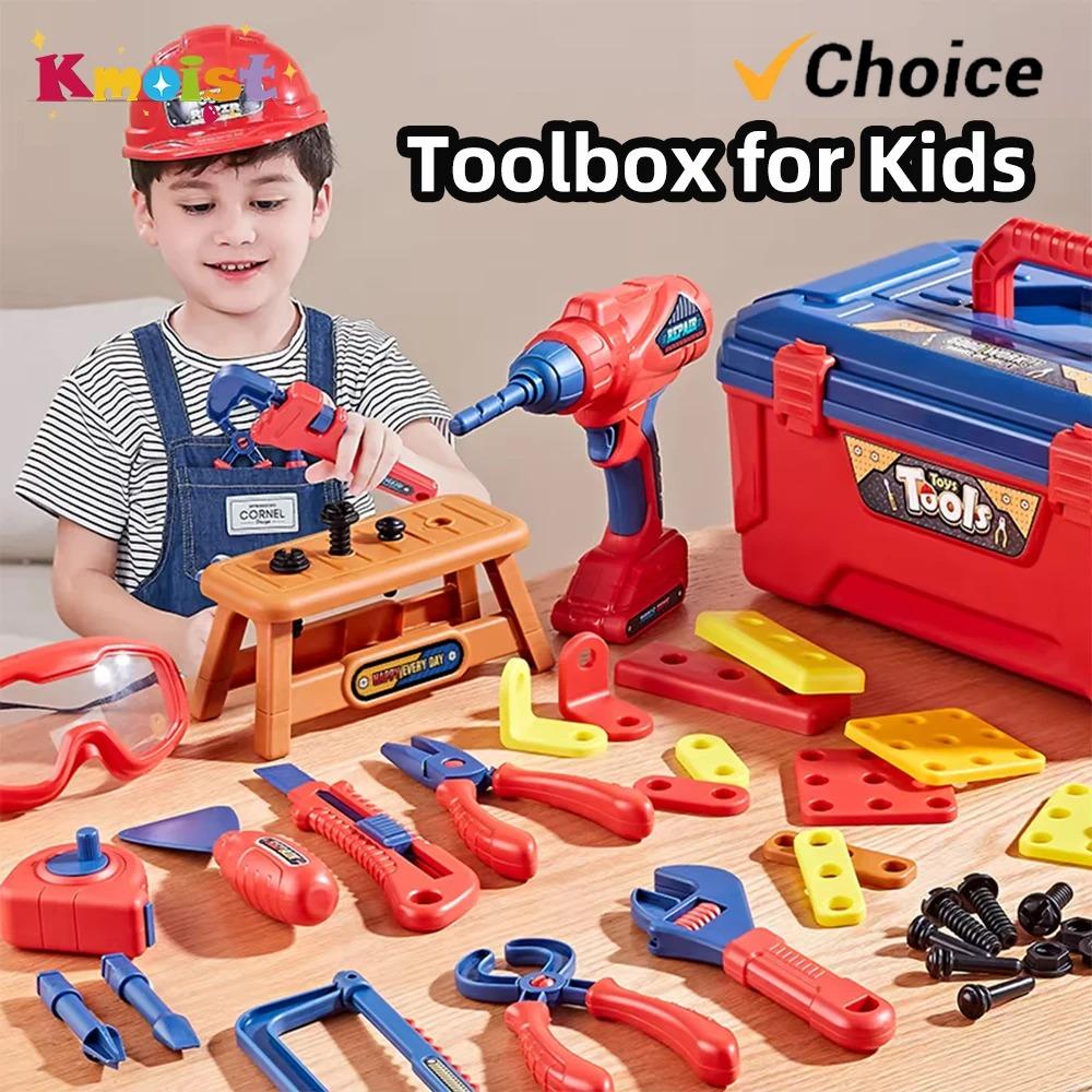 Rollenspiel Kinder Werkzeugspielzeug Set mit Elektronischem Spielzeugbohrer Maßband Werkzeuge Ausrüstung Werkzeugkasten Kinder Weihnachtsgeschenk