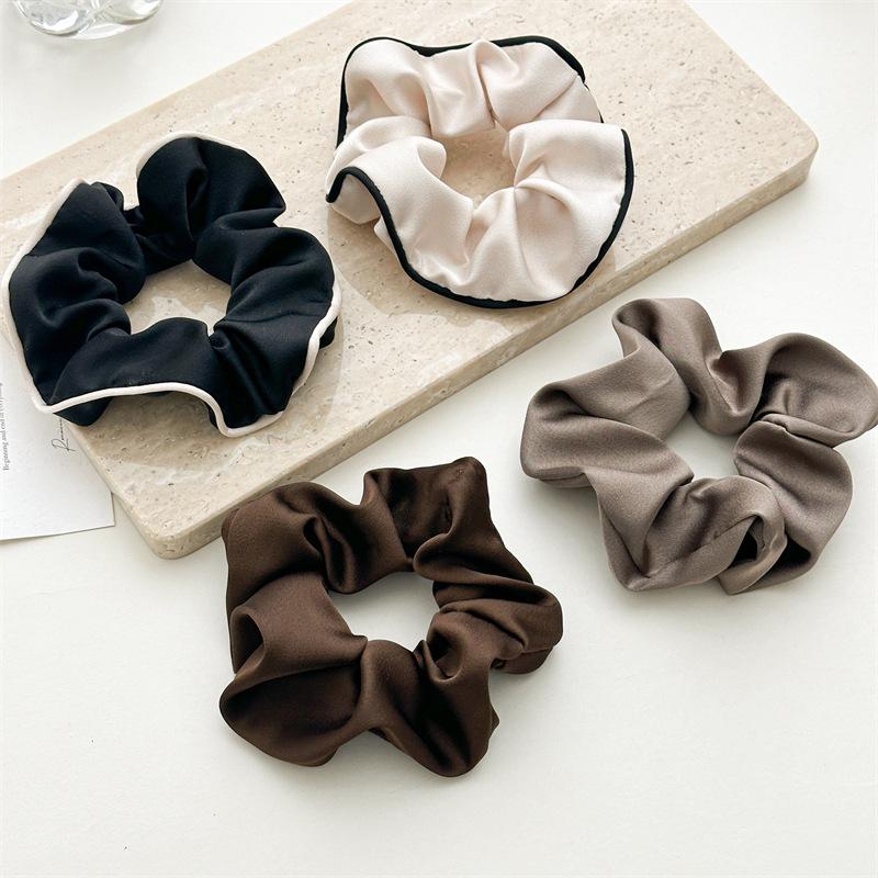 Bandeaux élastiques en satin français pour cheveux, grandes boucles, en soie coréenne, en caoutchouc, chouchous, bandeau pour femmes, accessoires pour cheveux